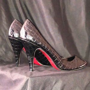 Black patent leather red bottoms